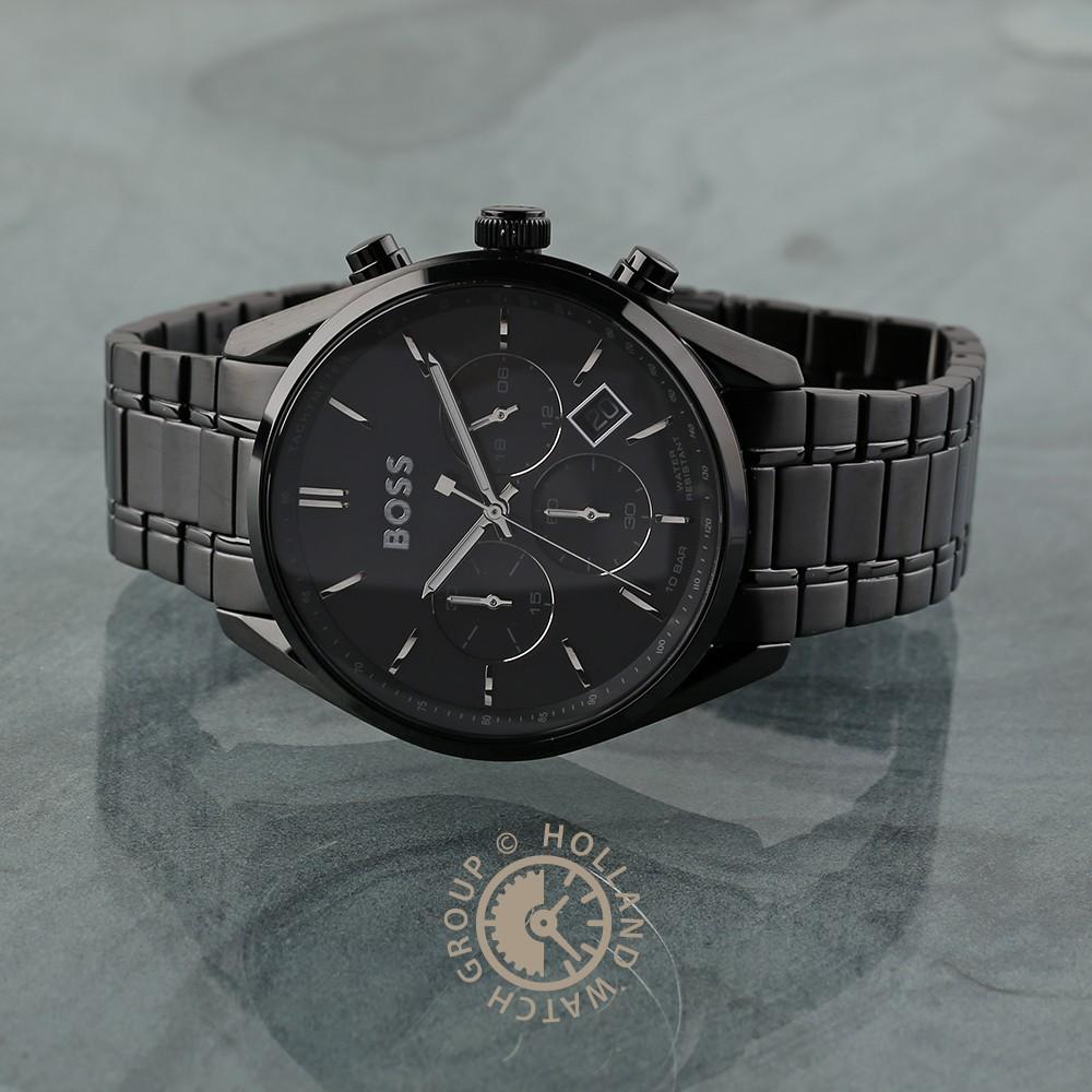 BOSS Orologio da Uomo al Quarzo Champion Quadrante Nero Bracciale in Acciaio Inossidabile Nero 1513960