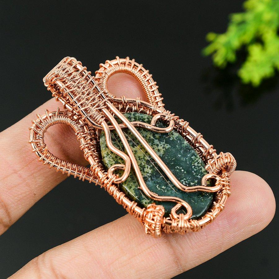 Bloodstone Handmade Copper Wire Wrap Jewelry Pendant 2.17 Q3G23