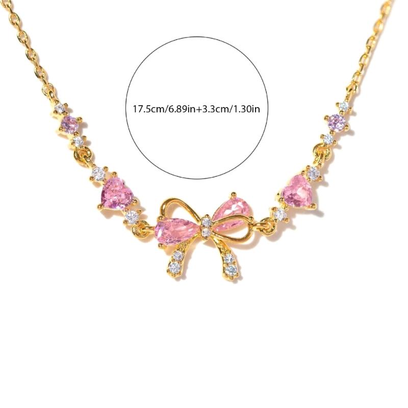 Elegantes Zirkonia Herz und Schleife Armband Verstellbare Handkette für Damen Trendige Handgelenkkette Modeschmuck Geschenk