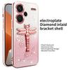 KADEM For Xiaomi Redmi Note 13 Pro+ 5G Case Dragonfly Kickstand TPU Flowers Glitter Phone Cover