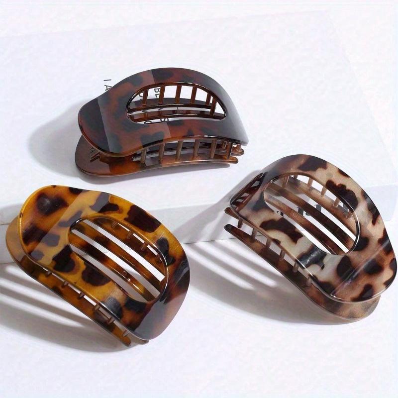 Women Leopard Print Flat Clip Hair Accessories, Comfortable Arc Design, Suitable for Medium Thick Hair, Casual for Driving, Yoga, Banana Hair Clip