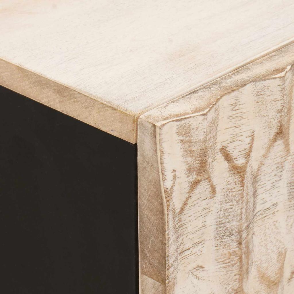 Nightstand with Drawers White 50 x 33 x 60 cm Solid Mango Wood