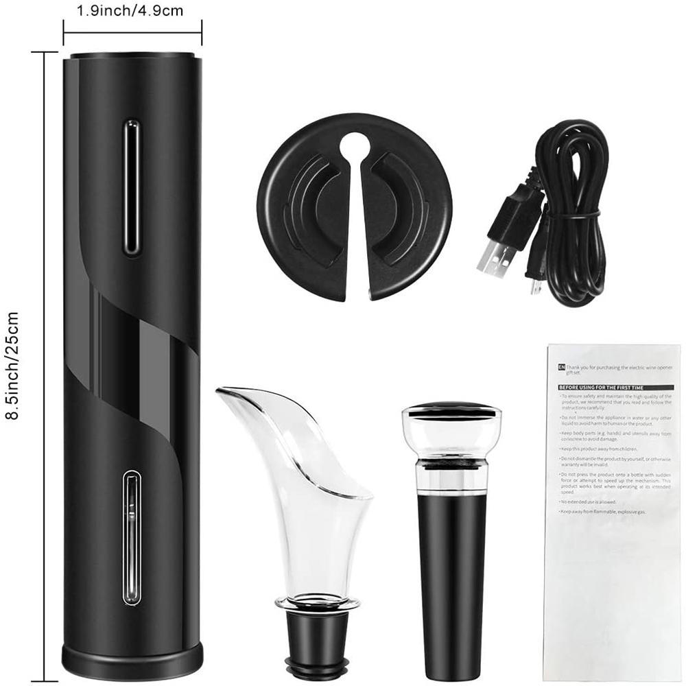 4 In 1 Electric Wine Bottle Opener USB Rechargable Automatic Red Wine Corkscrew Foil Cutter Vacuum Stopper Aerator Pourer Set