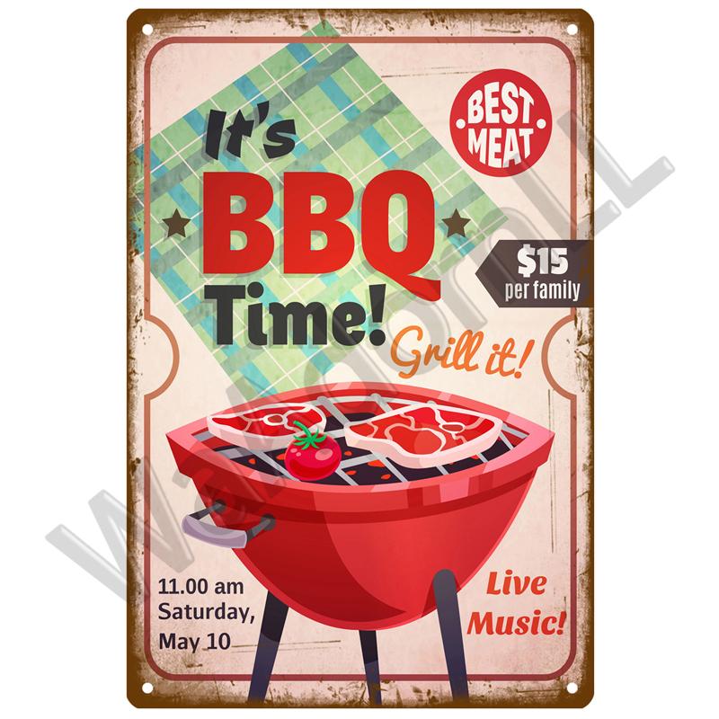 BBQ Zone Metal Sign Vintage Tin Sign Dad`s BBQ Yard Outdoor Party Decoration Plate Retro Barbecue Rules Slogan Decor Accessories