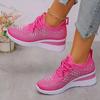 Women's Shiny Rhinestone Wedge Sneakers Breathable Knit Non Slip Walking Shoes Woman Plus Size Fashion Thick Sole White Sneakers