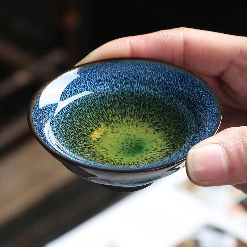 Exquis service à thé Ciel étoilé 6 pièces tasse à thé glaçure temmoku tasses à thé Kung Fu tasse à thé chinoise en porcelaine faite à la main