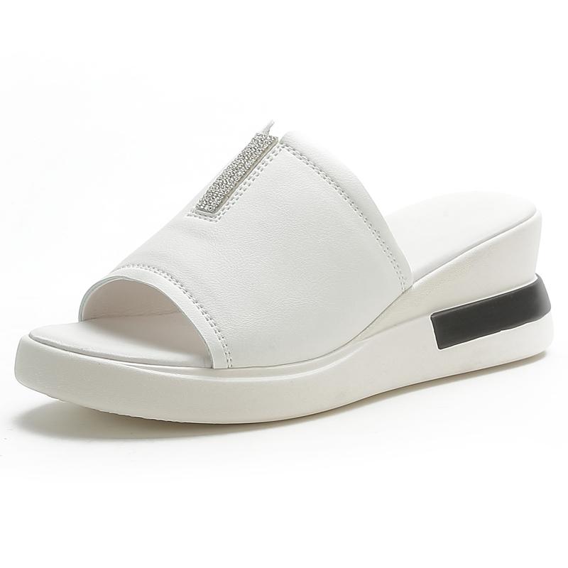 Trendy Glitter Leather Women Sandals Summer Light Weight Women Platform Sandals Open Toe Thick Sole Wedge Ladies Sandals