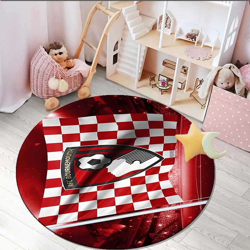 1PC round rug Soccer Ball Afc Crest Printed , Round Chair Rug, Decorative Carpet Floor Mat, Fan gifts Christmas gift