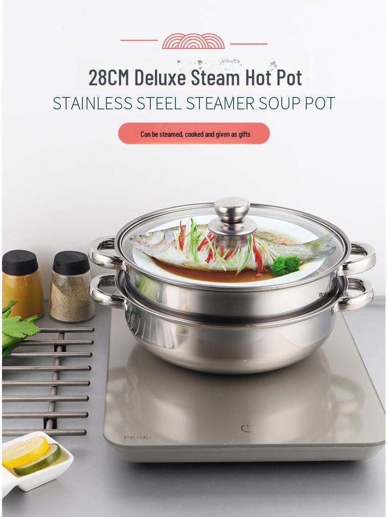 2025 Year of the Snake Gift: Stainless Steel Steaming Hot Pot & Induction Cooker