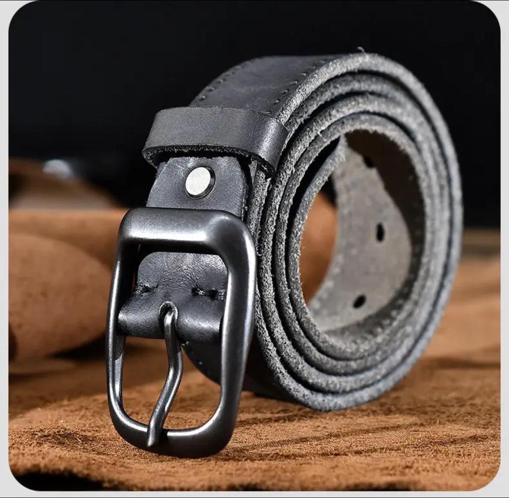 Men's Vintage Genuine Cowhide Leather Pin Buckle Belt - Versatile and Casual for Jeans