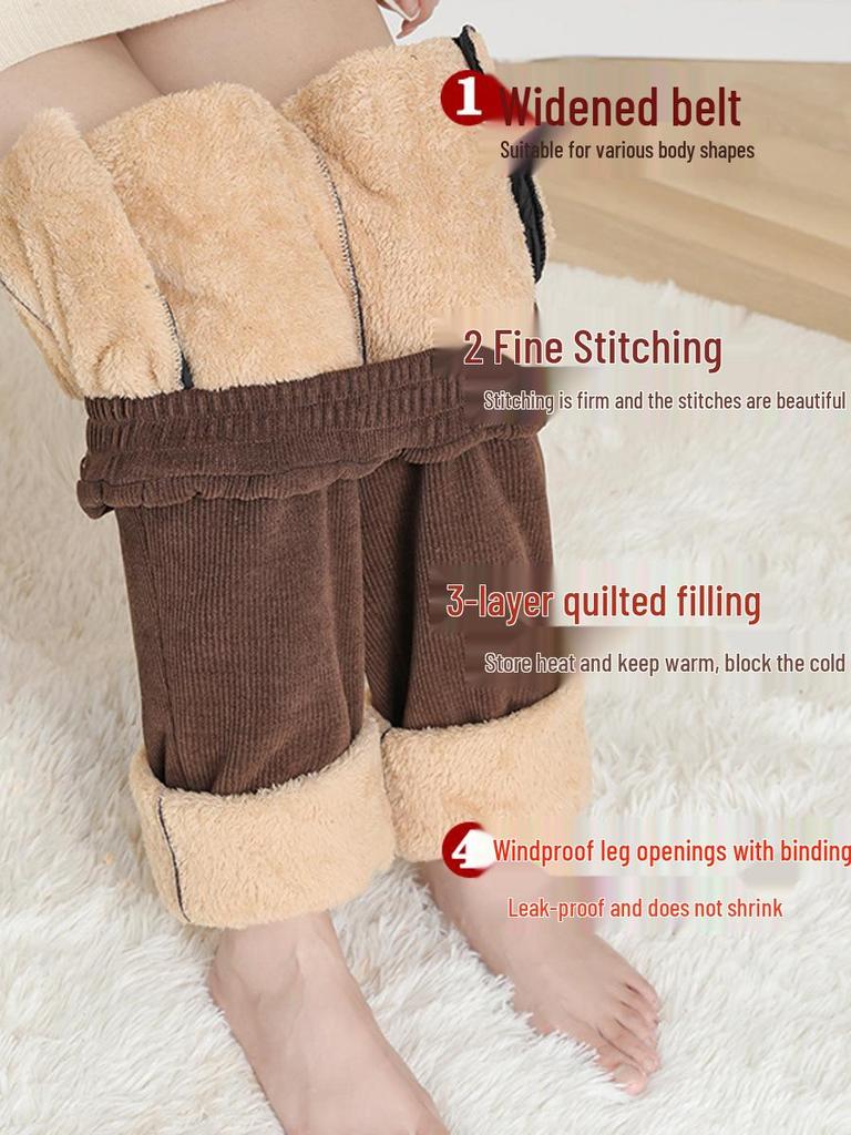 Women's Winter Plus Velvet Thickened Cotton Pants for Elderly: Warm, Loose Straight-Leg Fit for Grandma