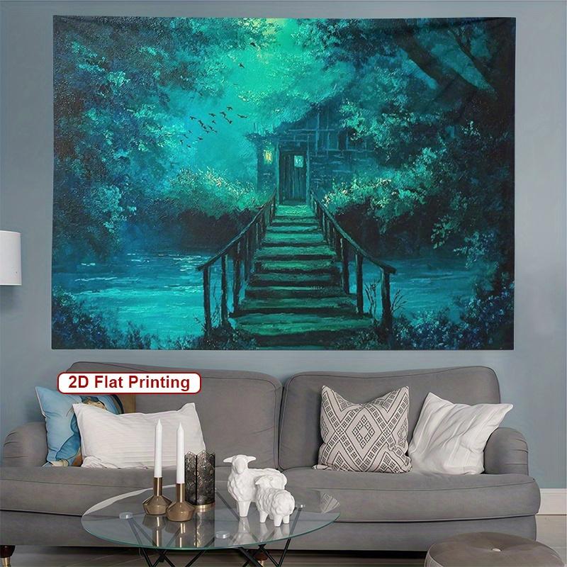 

Forest Path Tapestry Woodland Scene with Tree Stumps and Green Foliage Polyester Wall Hanging for Bedroom Dorm Decor 74x94cm(29x37in)