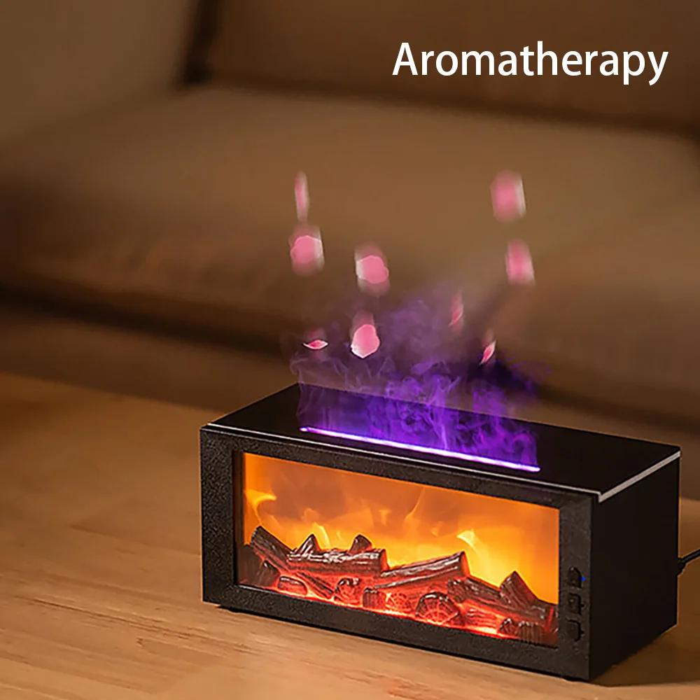 Air Humidifier & Aroma Diffuser with Essential Oil, Aromatherapy Machine for Home, Room Fragrance Humidifier with Flame Night Li
