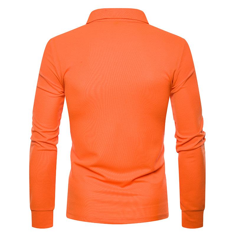Autumn/Winter 2021 Men's Slim Fit Long Sleeve Polo with Color Turn-Down Collar