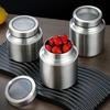 Stainless Steel Tea Tin 800/950/1500ml Large Capacity Tea Jar with Visual Cover Moisture-proof Coarse Grains Storage Box