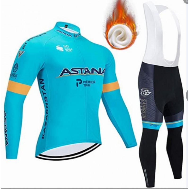 Fleece Cycling Jersey Set Long Sleeve Mens Breathable Quick-Dry Bike Riding Apparel Fall