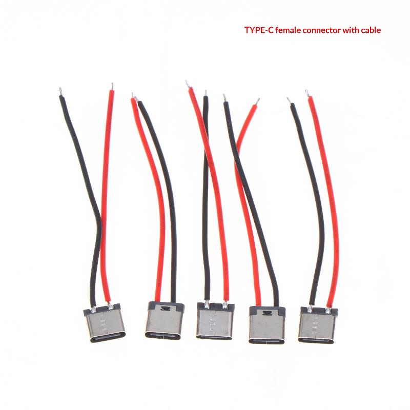 5 stk. 2-pins Mikro USB Type C Han/Hun Stik Loddetråd Lige Stik Til Mobiltelefon Opladningsport Stik