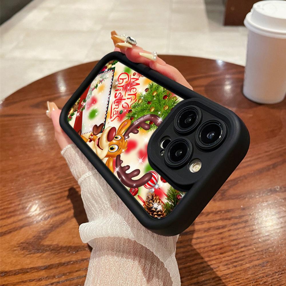 N107 Happy New Year Christmas Art Soft Angel Eyes Phone Cases for iPhone 16 15 14 13 11 Pro Max 8 7 6s Plus 12 Mini XR XS Max SE Shockproof Cover