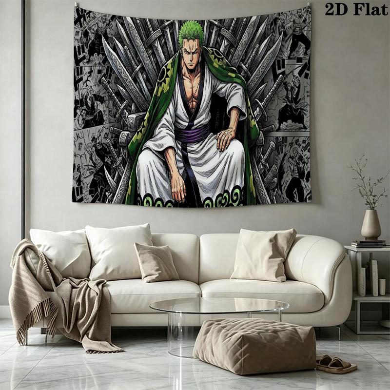 Roronoa Zoro Wall Tapestry Aesthetic Wall Hanging Printed Fabric Blanket Decorative Tapestries for Bedroom Living Room Home Decor