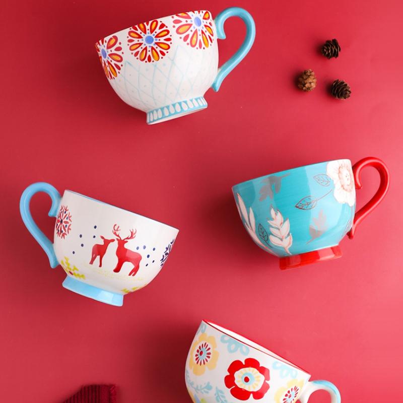 Retro Creative Large-capacity Mug Breakfast Mug Cereal Milk Mug Cute Girl Mug Ceramic Coffee Mug