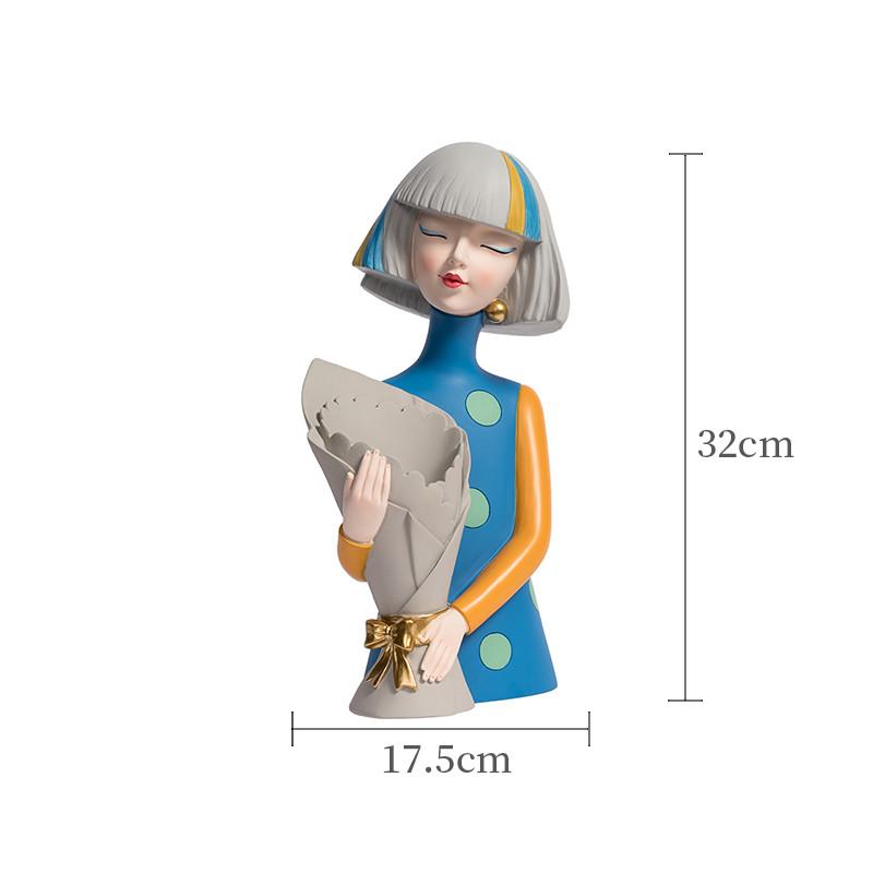 Creative Modern Girl Vase,Resin Ornaments,Home Decor Crafts,Statue, Office Desk Figurines, Decoration Accessories, Gift, Garden