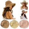 Sommer-Strohhut für Damen, faltbar, natürlicher Stroh-Eimerhut, Outdoor, durchlässig, atmungsaktive Fischerkappe, Reise, Strand