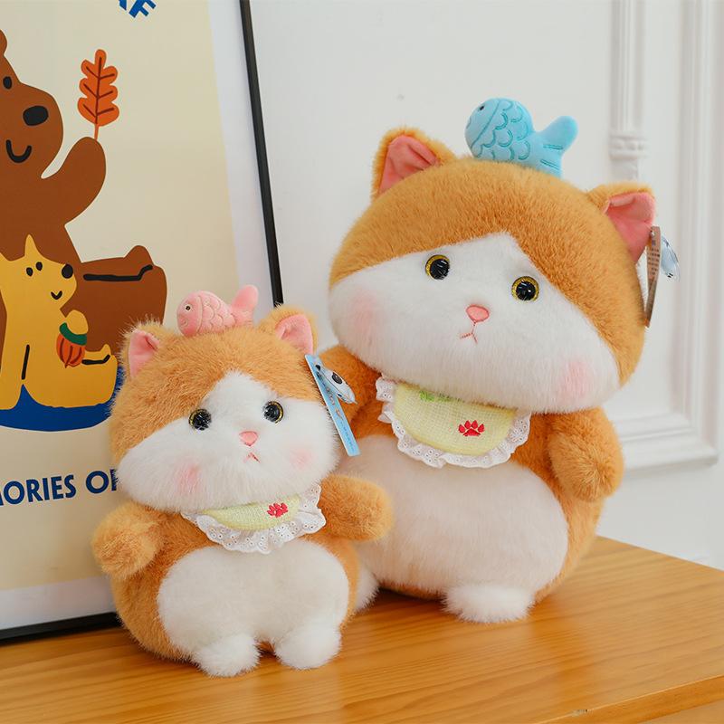 Cute Greedy Cat Doll Cartoon Little Fish Cat Plush Toy Doll Children's Rag Doll Birthday Gift