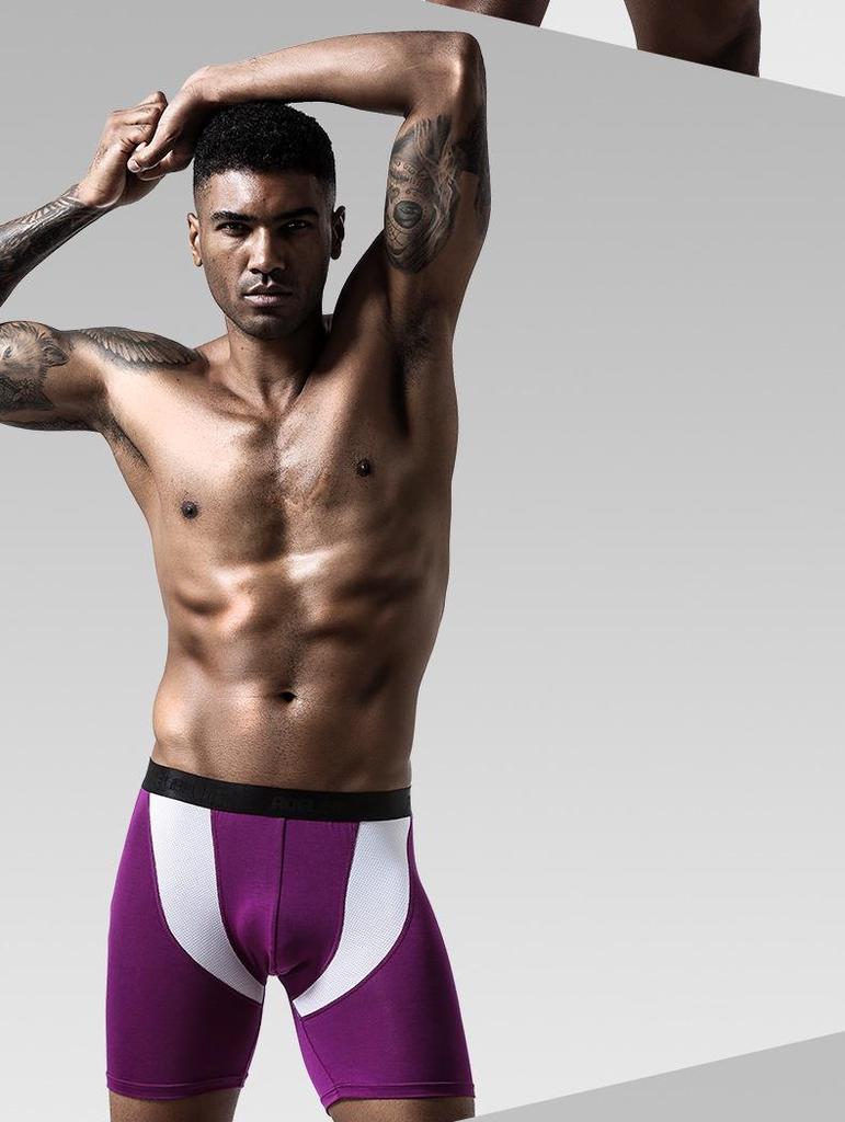 Men's Anti-Chafing Modal Quick-Dry Long Leg Running Boxer Briefs