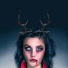 Monocular Glasses with Chain Devil Horns Hair Clips Monocle Sunglasses Alastor Costume Accessories for Halloween Cosplay F0S4