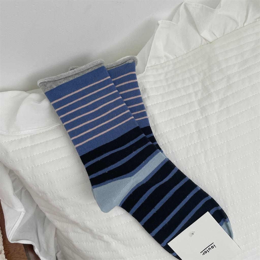 Striped Socks Birkenstocks Spring And Autumn Mid-Tube Socks Cotton Socks Boneless Confinement Socks Season Stockings Stacking Socks