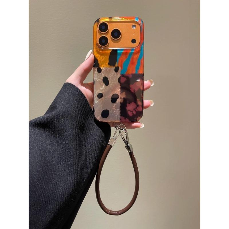 Retro four-color leopard pattern stitching phone case for IPhone 17 air 17pro 16 16pro 16promax 15 15promax 14 14pro 13 13pro 12
