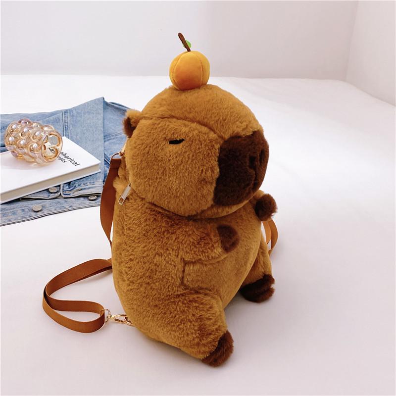 Plush Backpack Capybara Bag Cute Backpack Cartoon Doll Bag Children's Shoulder Crossbody Bag