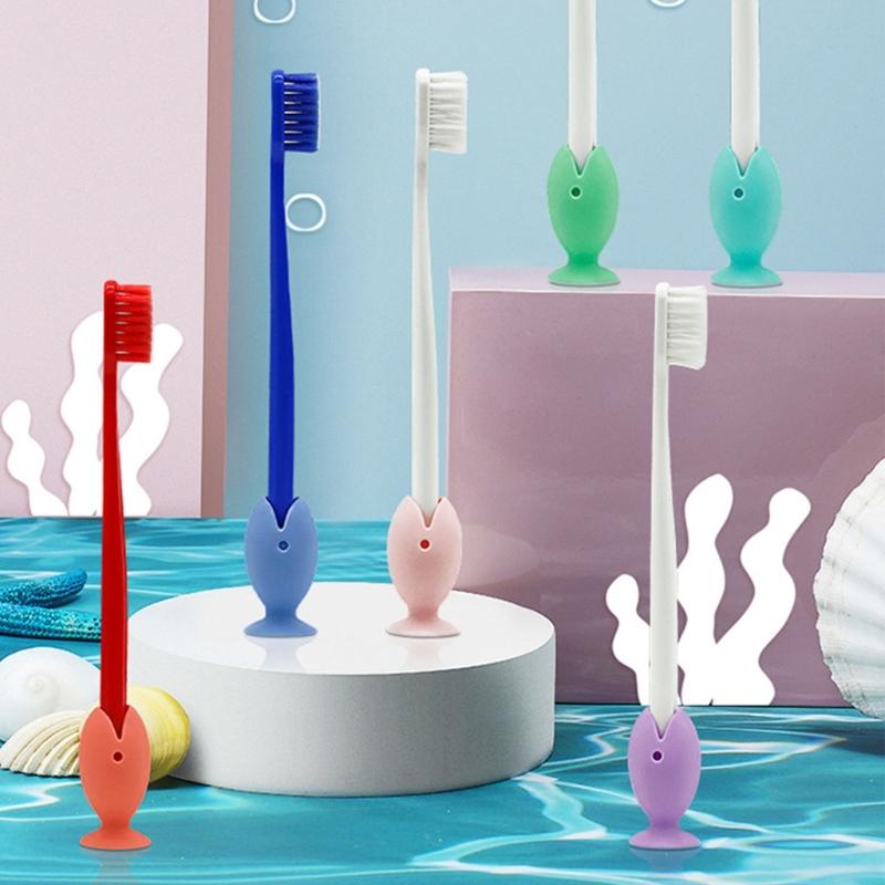 6pcs Silicone Fish Toothbrush Holder Vertical Non-slip Storage Rack Shelf for Home Dormitory Bedroom Bathroom Showerig