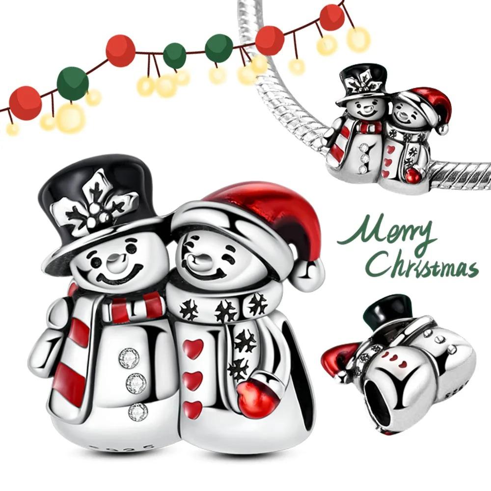 Copper Milu Deer Santa Claus Christmas Tree Snowma Pendant Bead Fit Braceletcharms For Jewelry Women Christmas Gift Making