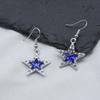 1pair Vintage Gothic Style Sparkly Rhinestone Decor Star Shaped Dangle Earrings Blue Center Stone Goth Jewelry