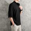 Shirt Men's Solid Color Shirt Loose Men's Summer Cotton Linen Men's Casual Coat 7/4 Sleeve Shirt