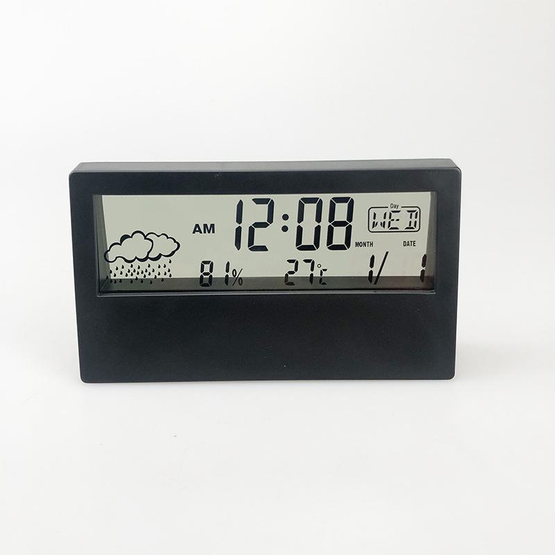 Nordic Transparent Silent Alarm Clock with Weather & Temperature Display for Bedroom