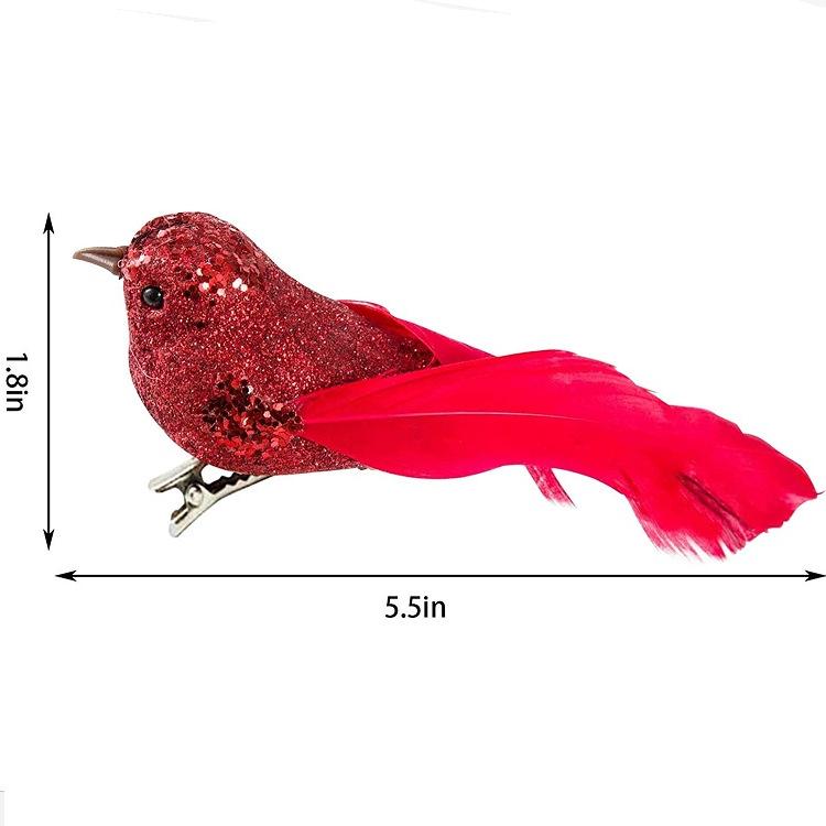 12 PCS Artificial Birds Christmas Tree Birds Red Clip Artificial Foam Feather Hristmas Tree Ornament Door Ornaments