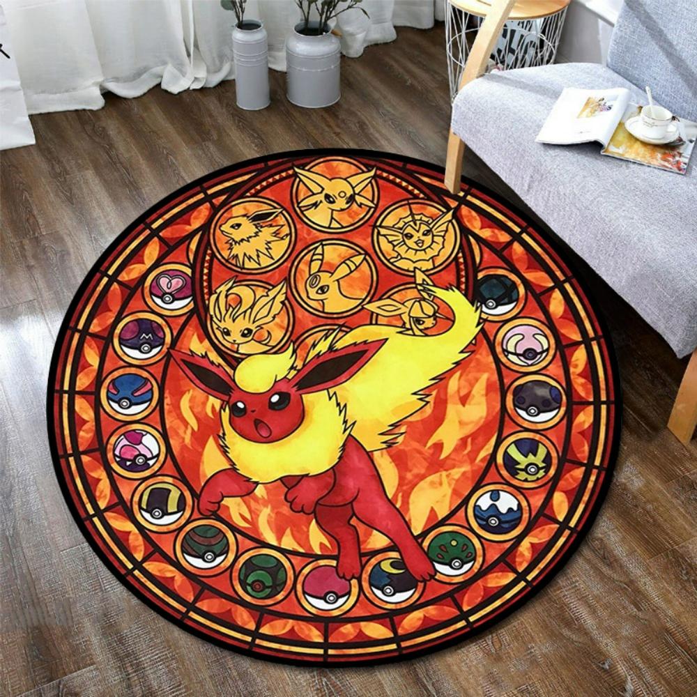 

Pokemon Black Sylveon Elves Round Rug Elegant Floor Mat for Living Room Gaming Chair Area Bedside Decor Themed Carpet 40x40cm