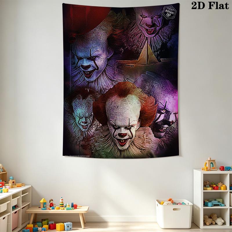 Creepy Clown Tapestry Spooky Room Tapestry Wallmounted Fashion Print Homestay Soft Decoration Tapestry Wall Decoration Home Decor