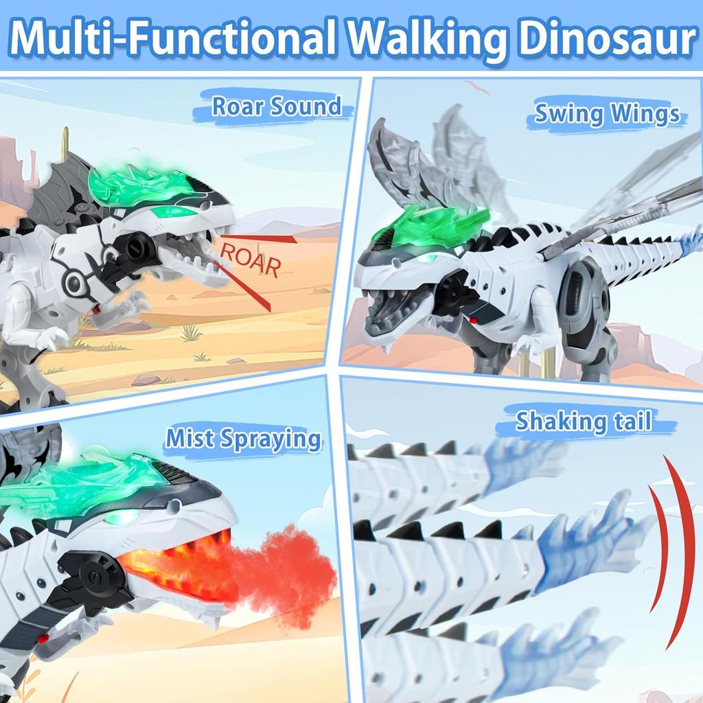 Dinosaur Toys for Kids 3-5, Electric Walking Dinosaur Toy with Fire Breathing & and Roar Sounds for Kids 2-4-7 8 9 Years Old Birthday Gift, Realistic