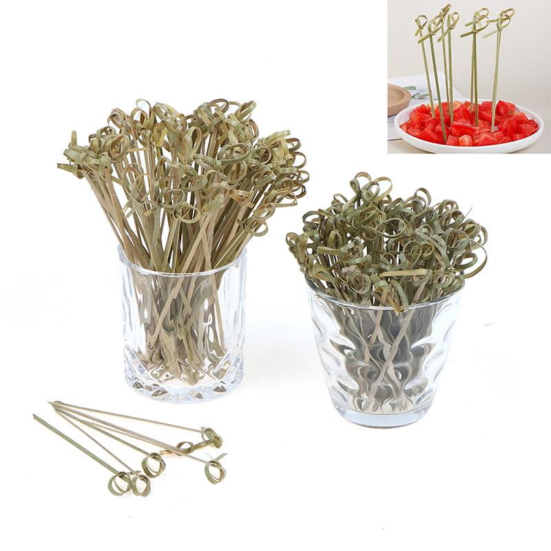 100 Pcs Bamboo Knot Skewers Cocktail Picks For Cocktail Party Snacks Sandwiches