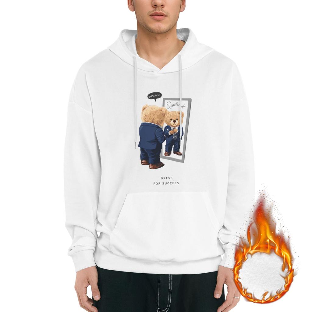 1 Pack Men’s Warm Fleece Hoodie Soft Lined Pullover Streetwear Casual Hooded Sweatshirt Winter Daily Outfit Relaxed Fit M-3XL