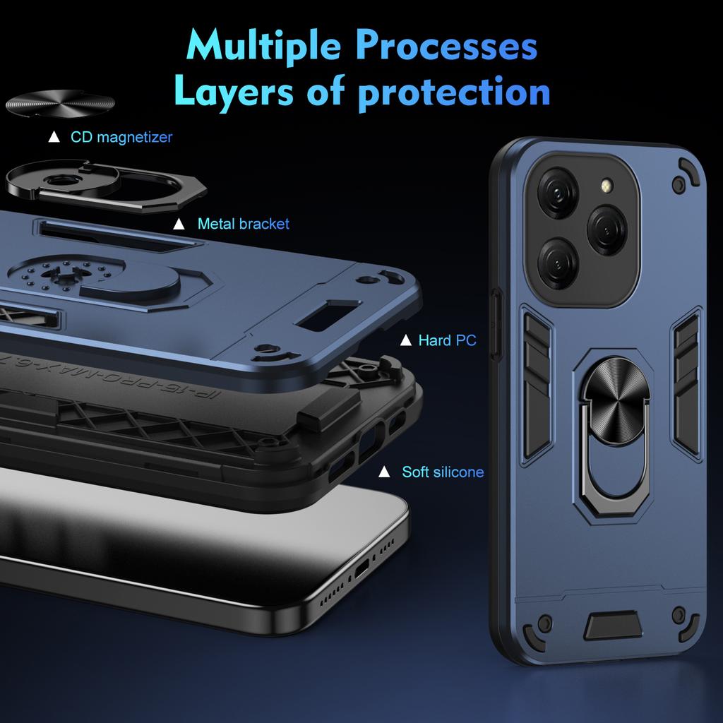 Case For Tecno Spark 20 Pro KJ6 Magnetic Metal Ring Holder TPU Frame Armor Plastic Shockproof Phone Protective Cover Fundas