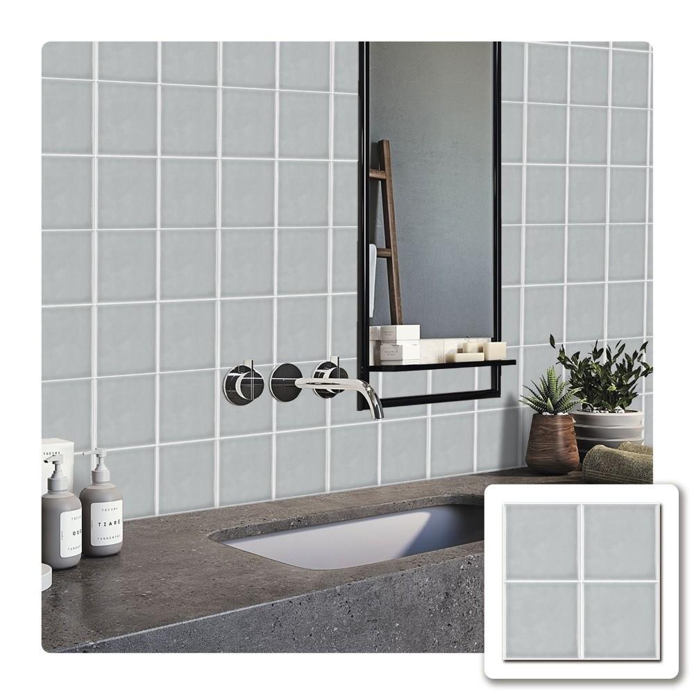 10Pcs Self-adhesive Wall Stickers Square Thickened Tile Stickers Retro Kitchen Wallpaper