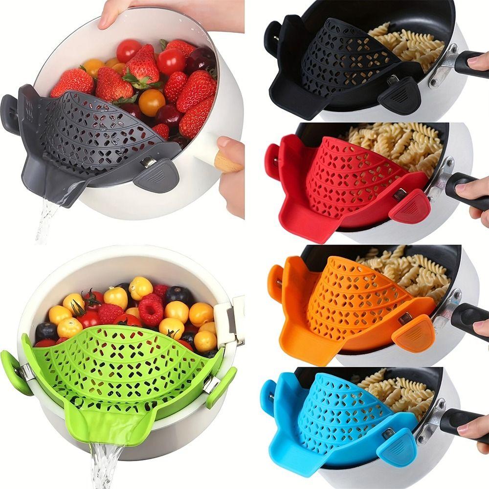 

Water Pot Strainer Silicone Colander Adjustable Drainer Basket Food