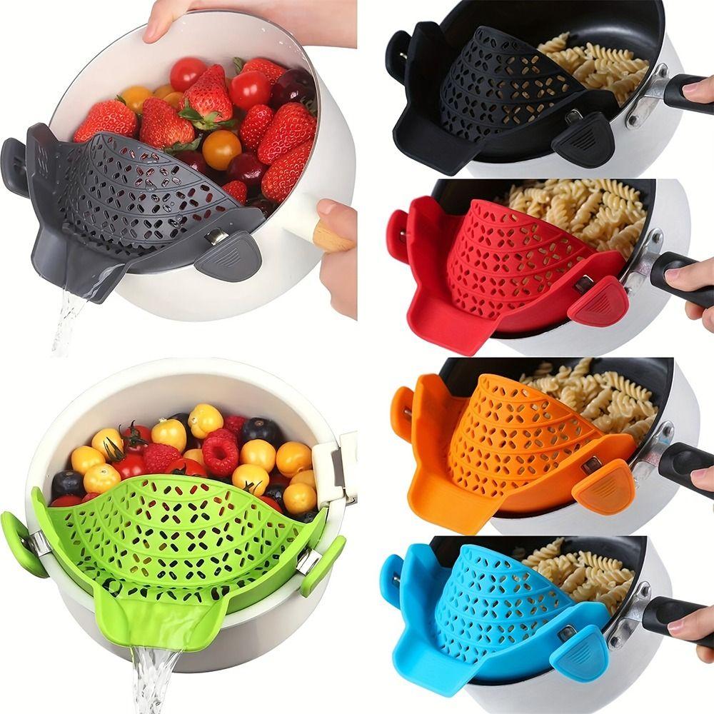 1pc, Passoire, Passoire En Silicone, Passoire De Cuisine, Égouttoir À Main,  Filtre De Lavage De Fruits Pour Nouilles Pâtes Légumes, Passoires  Alimentaires, Passoire Avec Clip, Ustensiles De Cuisine