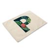 30x45cm Alphabet Letters Linen Kitchen Placemat Botanical Plant Green Tropical Leaves Dining Table Mats Coaster Pad