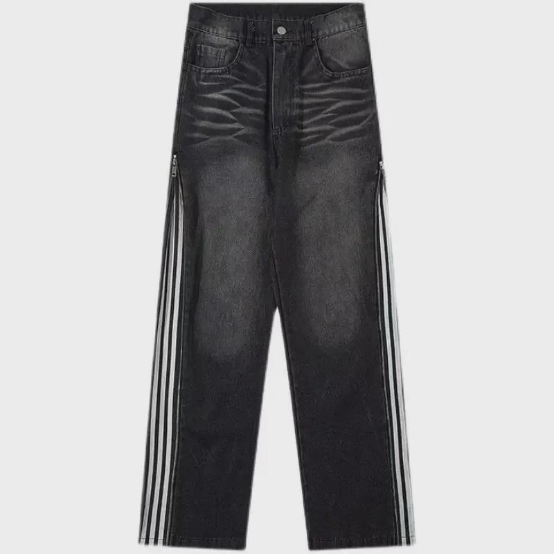 Vaqueros Acampanados Holgados Rayados de Alta Calle para Hombre 2024 para Otoño