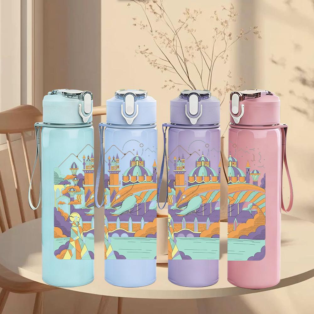 1PC Colorful Retro City Graffiti Street Art Print 750ml Portable Sports Water Bottle Leakproof Gym Outdoor Travel Drink Cup